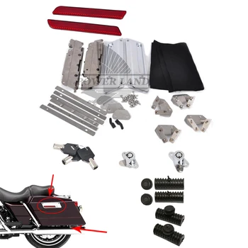Фурнитура для седельной сумки Замки, петля, защелка, комплект чехлов + боковая коробка, резиновая накладка, жесткая для Harley Touring Road King Electra Glide