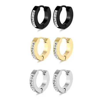 серьги-кольца из хирургической стали унисекс, 2шт, Новый нишевый дизайн, высококачественная ювелирная пряжка для ушей, Подарочные хрустальные серьги-кольца для женщин