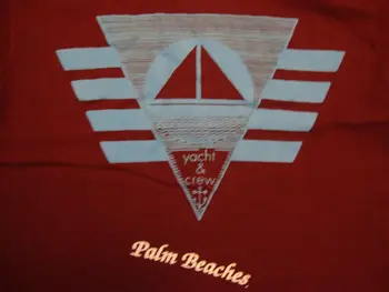 Винтажная сувенирная красная футболка Palm Beaches, Yacht & Crew 80-х, размер S